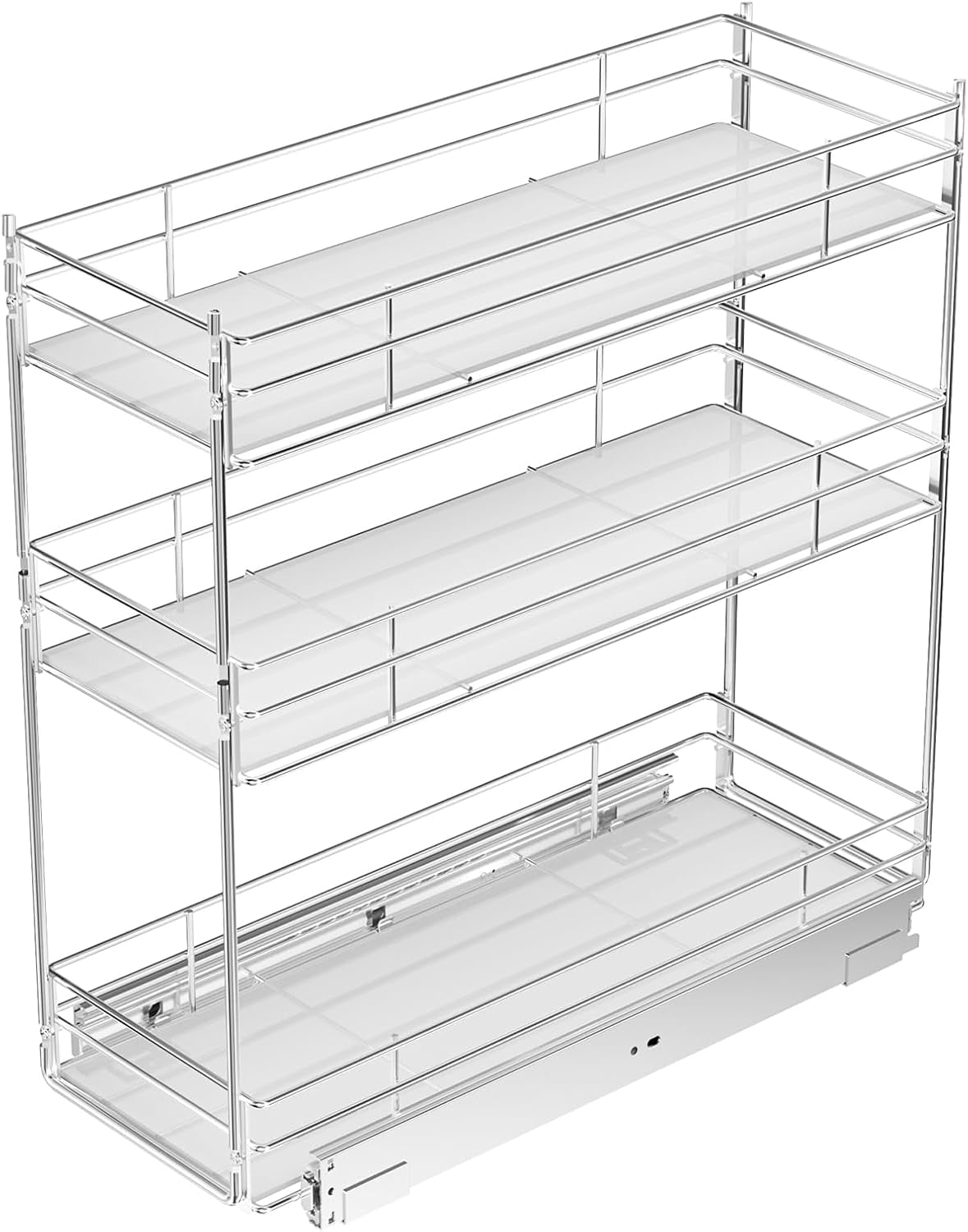 Pull Out Spice Rack Cabinet Organizer (8" W X 20½" D),3 Tier Slide Out Drawer for Narrow Cabinet, Pull Out Shelves Under Cabinet Storage for Kitchen
