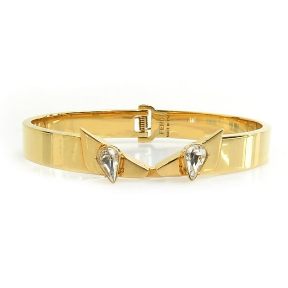 Pre-Owned FENDI Bangle Bracelet Monster Eye Metal Rhinestone Gold Silver Women's e60165k