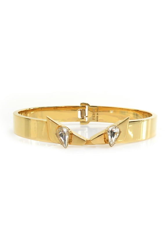 Pre-Owned FENDI Bangle Bracelet Monster Eye Metal Rhinestone Gold Silver Women's e60165k