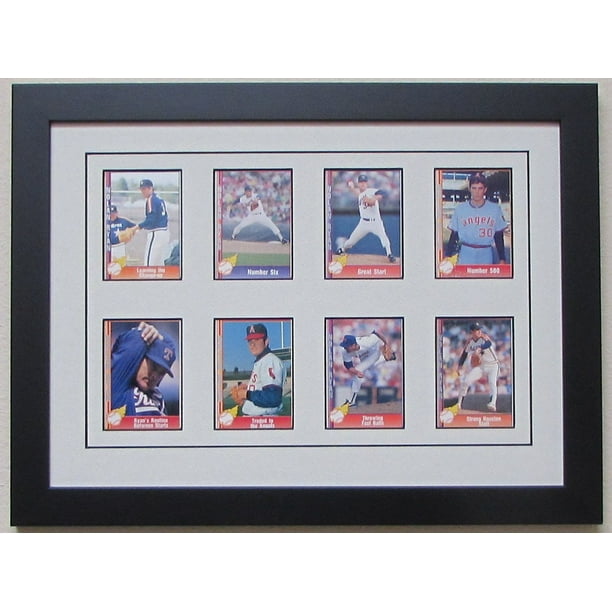 Trading Card Display Frame 8 cards Black Wood Frame with matting and