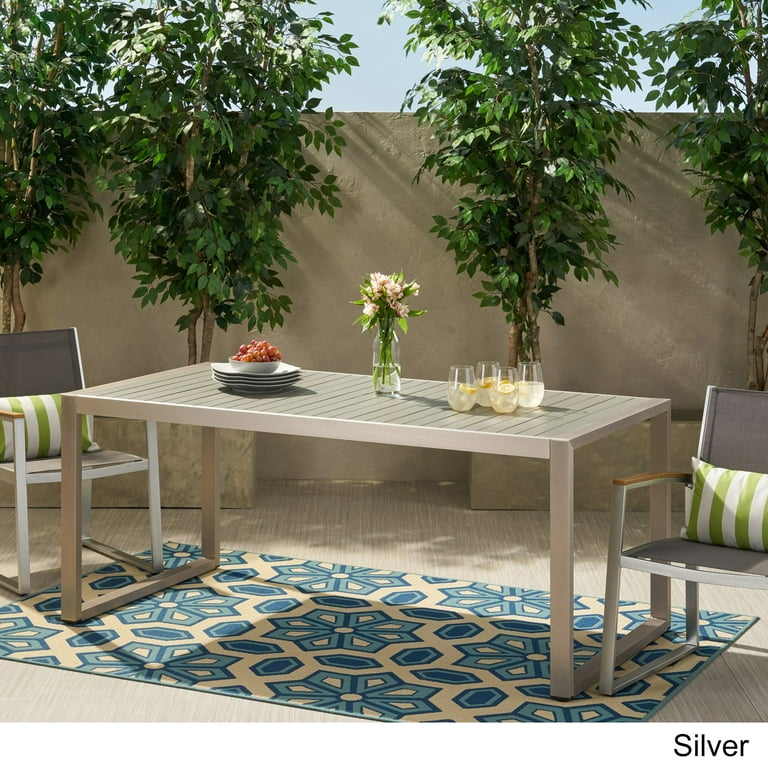 Noble House Navan Outdoor Dining Table in Silver