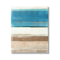 Stupell Industries Blue & Tan Abstraction Abstract Painting Gallery Wrapped Canvas Art Print Wall Art, 36 x 48