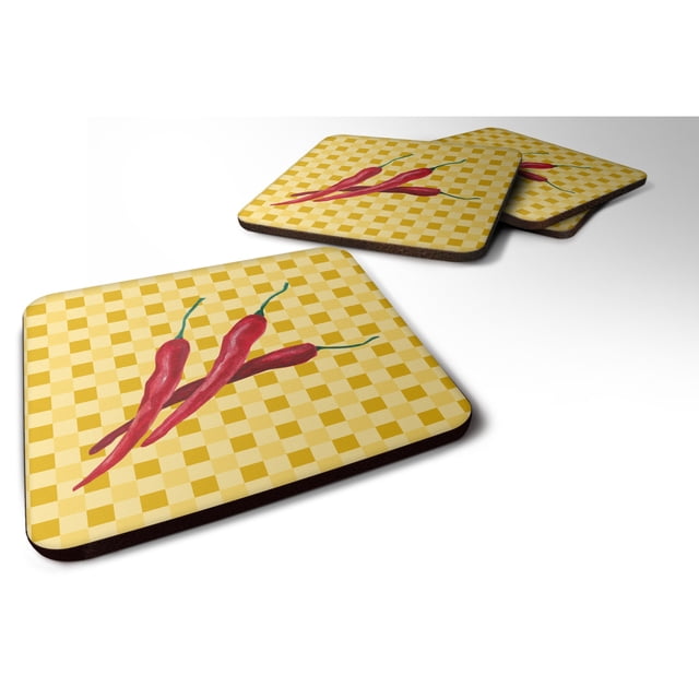 "Treasures Chili Peppers on Basketweave Decorative coasters, 3.5, Multicolor" Caroline's Treasures BB7195FC