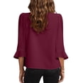 thumbnail image 3 of Qaspx Womens Blouses 3/4 Sleeve Dressy Tops Casual V Neck Office Shirts, 3 of 6