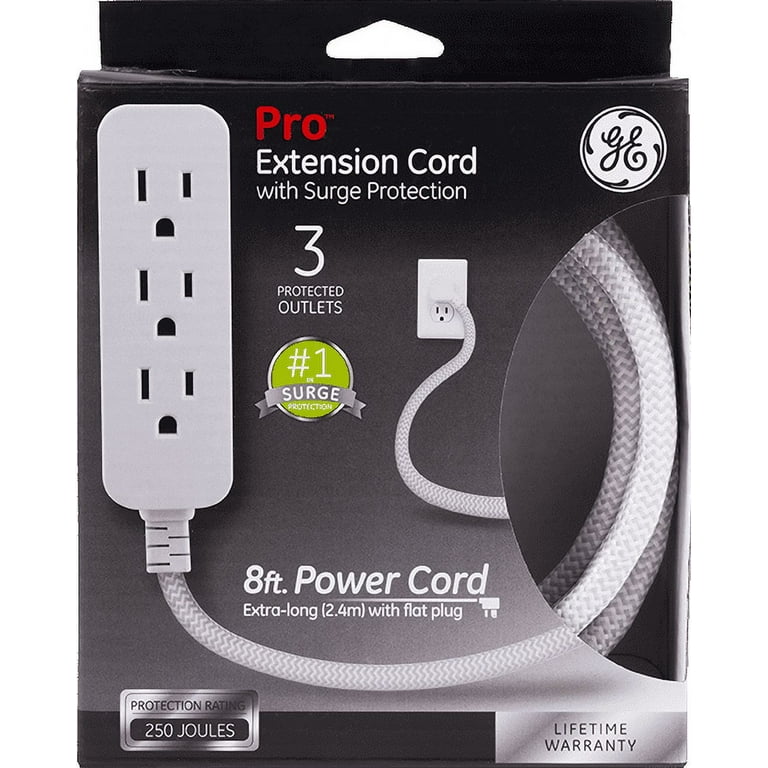 low profile extension cord with 3-outlet power strip 8ft, Five Below