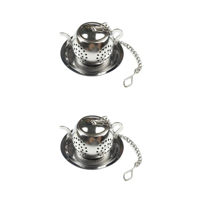 Infusor de té suelto Inteprter forma de tetera Acero inoxidable 5x3.5cm 2Conjunto
