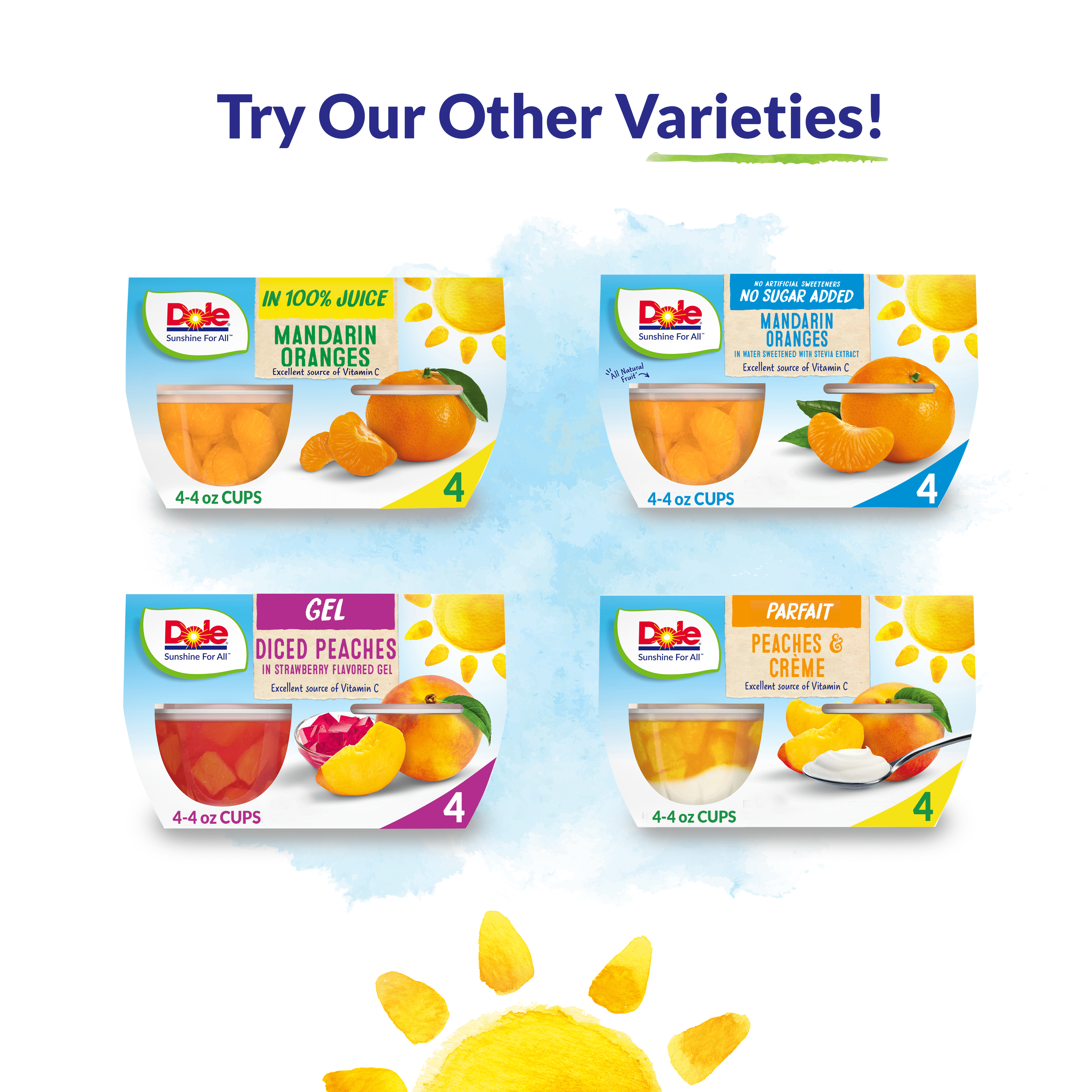 (4 Cups) Dole Fruit Bowls Red Grapefruit Sunrise in 100% Fruit Juice, 4 oz