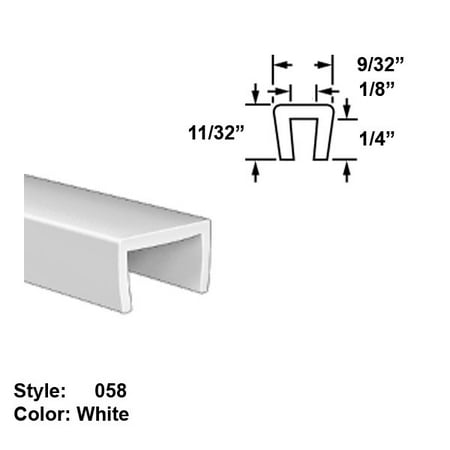 

Slippery PTFE Plastic High-Temperature U-Channel Push-On Trim Style 058 - Ht. 11/32 x Wd. 9/32 - White - 5 ft long