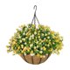 thumbnail image 2 of Cesta colgante de flores artificiales – Eucalipto simulado, camelia, palmera para decoración de interiores y exteriores, cesta de plantas artificiales sin mantenimiento para el hogar, jardín, 2 of 6
