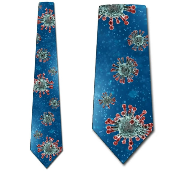 COVID-19 Ties Mens Virus Necktie Science Tie by Three Rooker