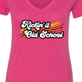 thumbnail image 4 of Inktastic Kickin' It Old School with Weathered Retro Stripe Women's V-Neck T-Shirt, 4 of 5