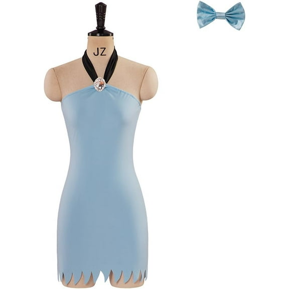 Betty Rubble Women’s Blue Mini Dress Outfit Party Dress Set for Adult Women