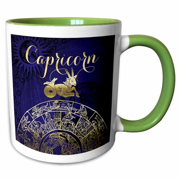 3drose, Capricorn Symbol Astrology Wheel Zodiac Sign Horoscope, 15oz Two-tone Green Mug