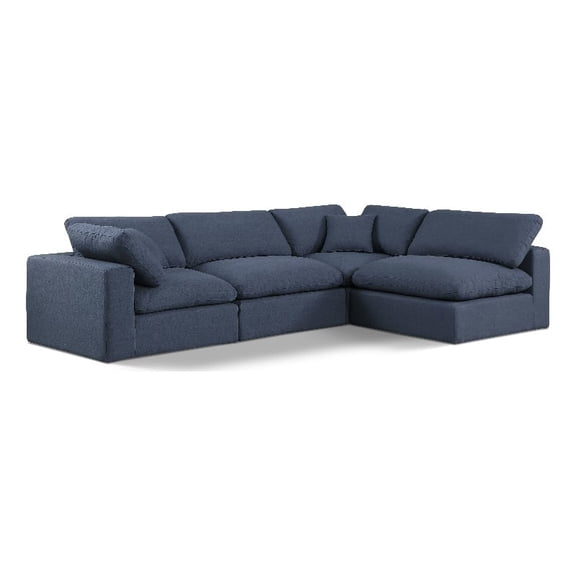 Meridian Furniture Comfy Navy Linen Textured Fabric Modular Sectional