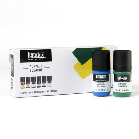 Liquitex Professional Acrylic Gouache Set, 6-Colors, 22ml, Primaries