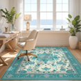 thumbnail image 3 of Design&I 8'x10' Ultra Soft Area Rug, Camper Vintage Teal Scroll Ornate Border Bathroom Accessories None Fluffy Washable Non Shedding for Bedroom Living Room Under Sectional, 3 of 7