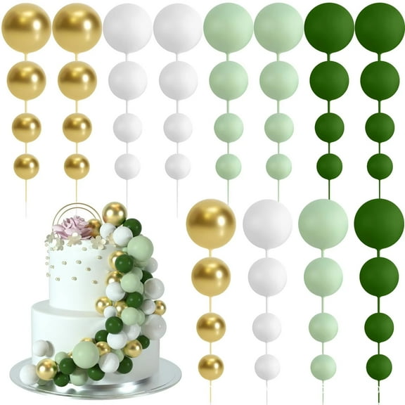 48pcs Ball Cake Boho Grass Cake Topper Ball Cake Insert Decoration for Birthday Decorations Boho Themed Party Supplies