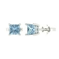 thumbnail image 2 of 1.5 Ct Princess Cut Studs Blue Natural Aquamarine 18K White Solid Solid Gold Everyday Dainty Earrings Push Back, 2 of 7