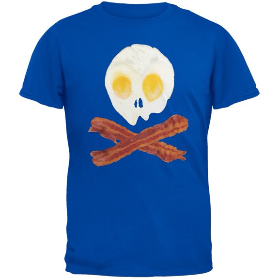 Eggs And Bacon Skull And Cross Bones Blue Youth T-Shirt - Youth Medium