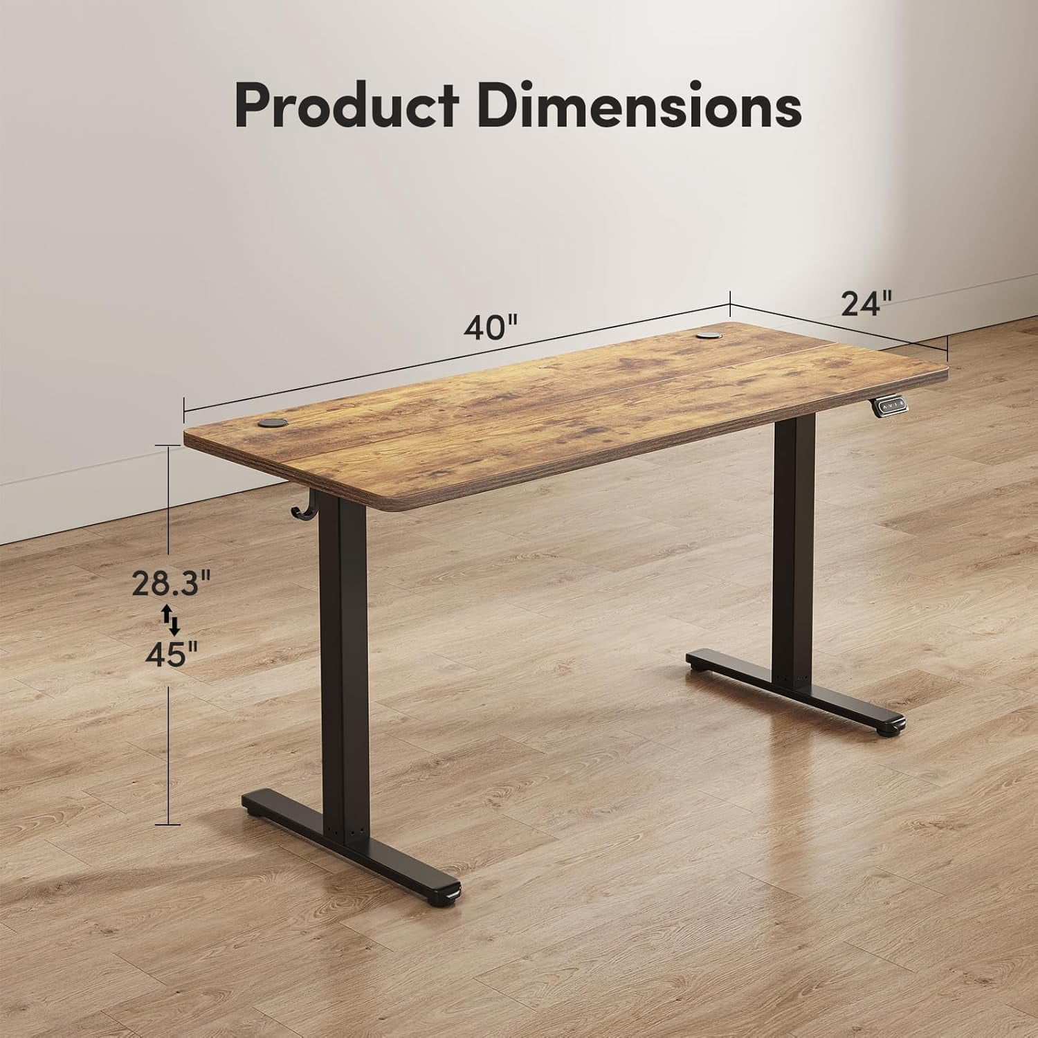 FEZIBO Electric Standing Desk Adjustable Height, 40 x 24 Inch Sit and Stand Desk, Home Office Desk, Ergonomic Workstation Computer Desk, Light Rustic