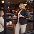 thumbnail image 4 of Agnes Orinda Women's Plus Size Blazers Lapel Button Up Linen Office Business Suit Jackets with Pocket 1X Black, 4 of 8