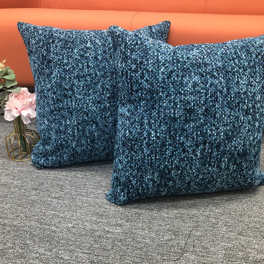 Chenille Textured Decorative Throw Pillow Covers for Sofa Living Room Home, Cozy Accent Cushions for Families & Apartments, 18x18 Inch