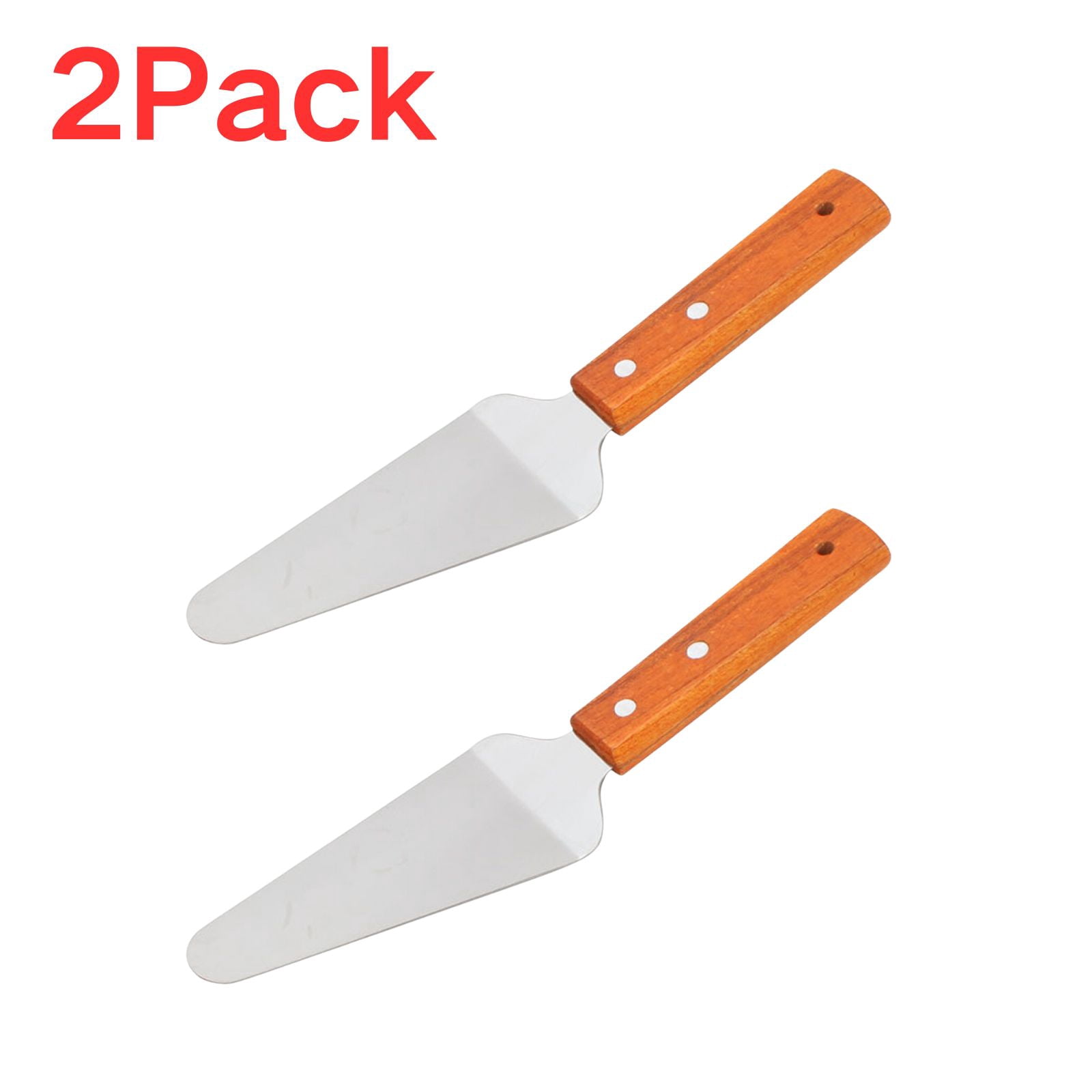 Wooden Handle Pizza Spatula Set Stainless Steel Pie Spatula Frying Spatula Kitchen Cake Transfer Cheese Spatula Household Baking Tools Serving Utensils Pastry Servers(2Pack)