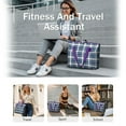 thumbnail image 5 of Women's Large Tote Bag with Zipper - 20L Checkered Travel Beach Weekender Duffle Bag Foldable Teacher Nurse Handbag for Work, Gym Shoulder Bag - Fits 15.6" Laptop, Folds Into Pouch, 5 of 5
