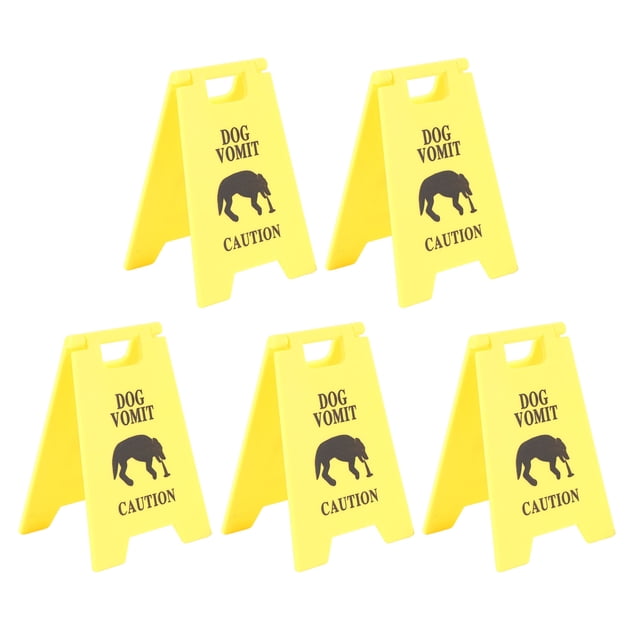 5PCS Cat Vomit Sign Gag for Cat Lovers and Humor EnthusiastsCat Vomit Sign Vomit Sign Funny Long Lasting Waterproofing ABS Plastic Pet Warning Vomiting Sign