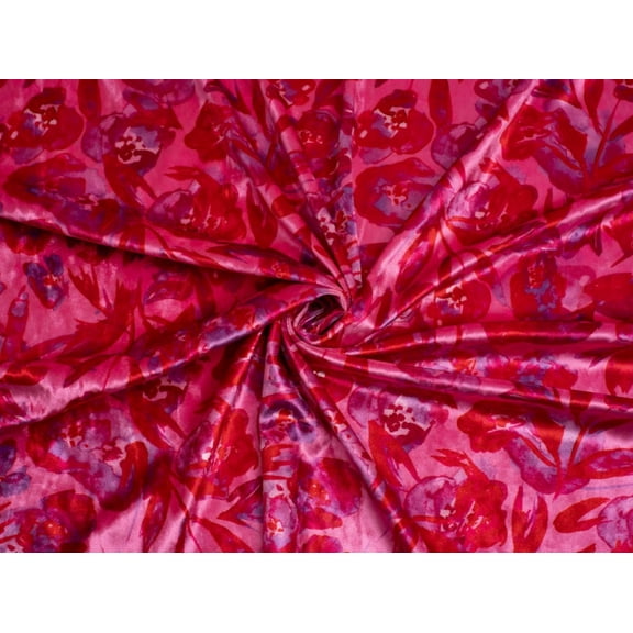 Minerva Exclusive Electric Blooms Crush Velvet Stretch Knit Fabric - per yard