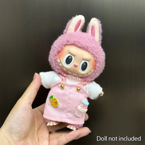 Mini ropa de muñeca de peluche de 17cm, accesorios de atuendo para Corea, Kpop, Labubu, ídolo, fiesta sentada V1 V2, conjunto de sombrero y mono de otoño, ropa