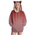 thumbnail image 2 of VEKDONE Womens Cat Ear Hoodies Trendy Gradient Tunic Sweatshirt Cute Drawstring Sweatshirts Fall Long Sleeve Loose Fit Hooded Pullover with Pocket Watermelon Red M, 2 of 5