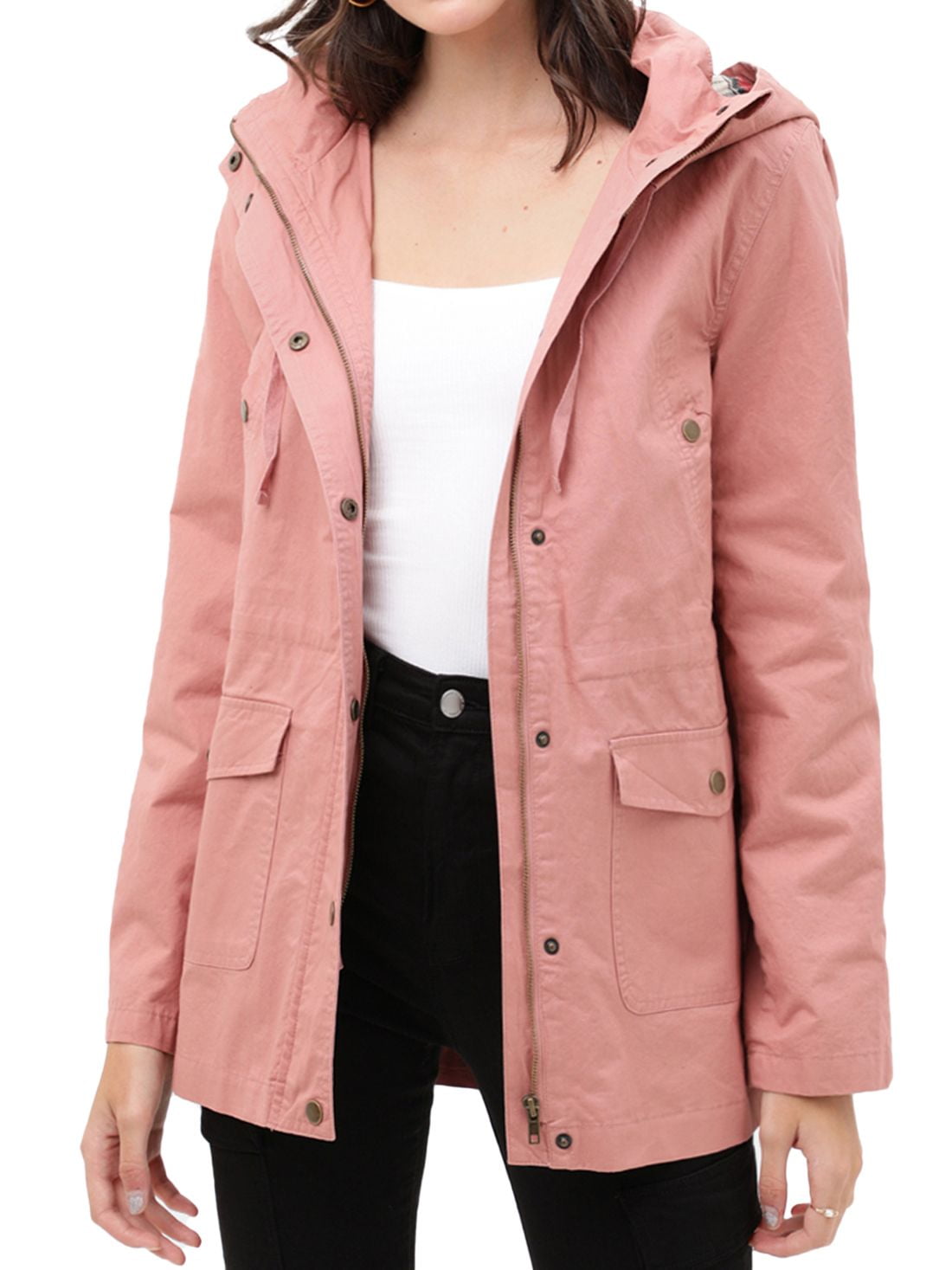 Women's Slim Fit Military Anorak Safari Utility Hoodie Jacket. Stylish