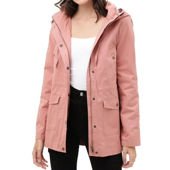 Women's Slim Fit Military Anorak Safari Utility Hoodie Jacket. Stylish hooded utility anorok jacket is trendy and comfortable.