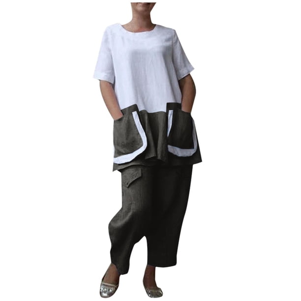 Traje de cintura de color sólido de verano para mujer Traje de dos piezas casual de moda Wmkox8yi bvn1002