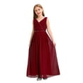 thumbnail image 2 of iiniim Kids Flower Girl Dress Sleeveless Beaded Princess Junior Bridesmaid Wedding Party Burgundy 16, 2 of 7
