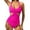 Hot Pink, variant on WAYUTE Womens Swimsuits One Piece Swimsuits Tummy High Waisted Bathing Suit Wrap Tie Back Monokini Front Cross Swimwear Swimsuit