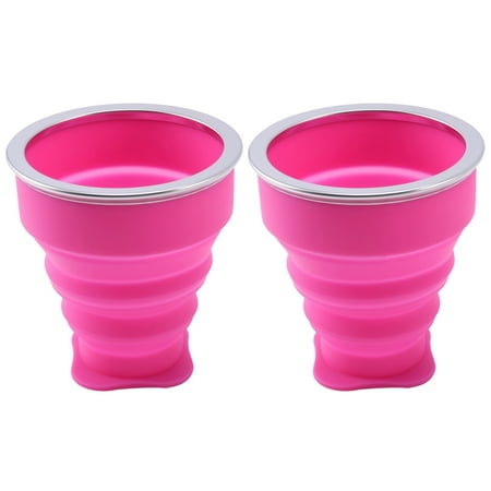 

2X Silicone Retractable Folding Cup 1 Collapsible Travel Camping 200Ml