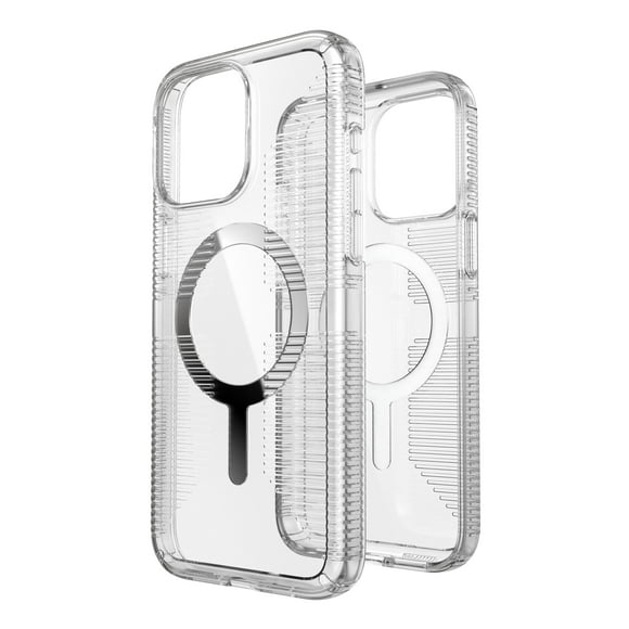 Speck Gemshell Grip with Magsafe Case for iPhone 15 Pro Max in Clear and Chrome finish