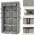 thumbnail image 3 of Portable Closet Wardrobe for Hanging Clothes with 4 Storage Shelves, 2 Hanging Rods and 6 Pockets, Stable and Easy Assembly Clothes Rack with Cover Free Standing Closet for Bedroom, Grey, 3 of 18