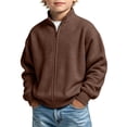 thumbnail image 2 of Trikvn Full Zip Waffle Knit Jackets for Boys Long Sleeve Sweatshirts Casual Stand Collar Cardigan Sweaters for Kids Fall Winter Activewear Outerwear Coats with Pockets, 2 of 9