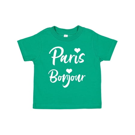 

Inktastic Paris Bonjour with Hearts in White Text Gift Toddler Boy or Toddler Girl T-Shirt