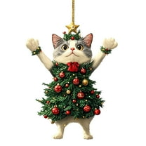 Lilixerw Cute Pet Christmas Ornament,3.15Inch 2D Acrylic Hanging Decoration for Xmas Tree Decor,Xmas Pet Keepsake Gift for Dog Cat Lovers