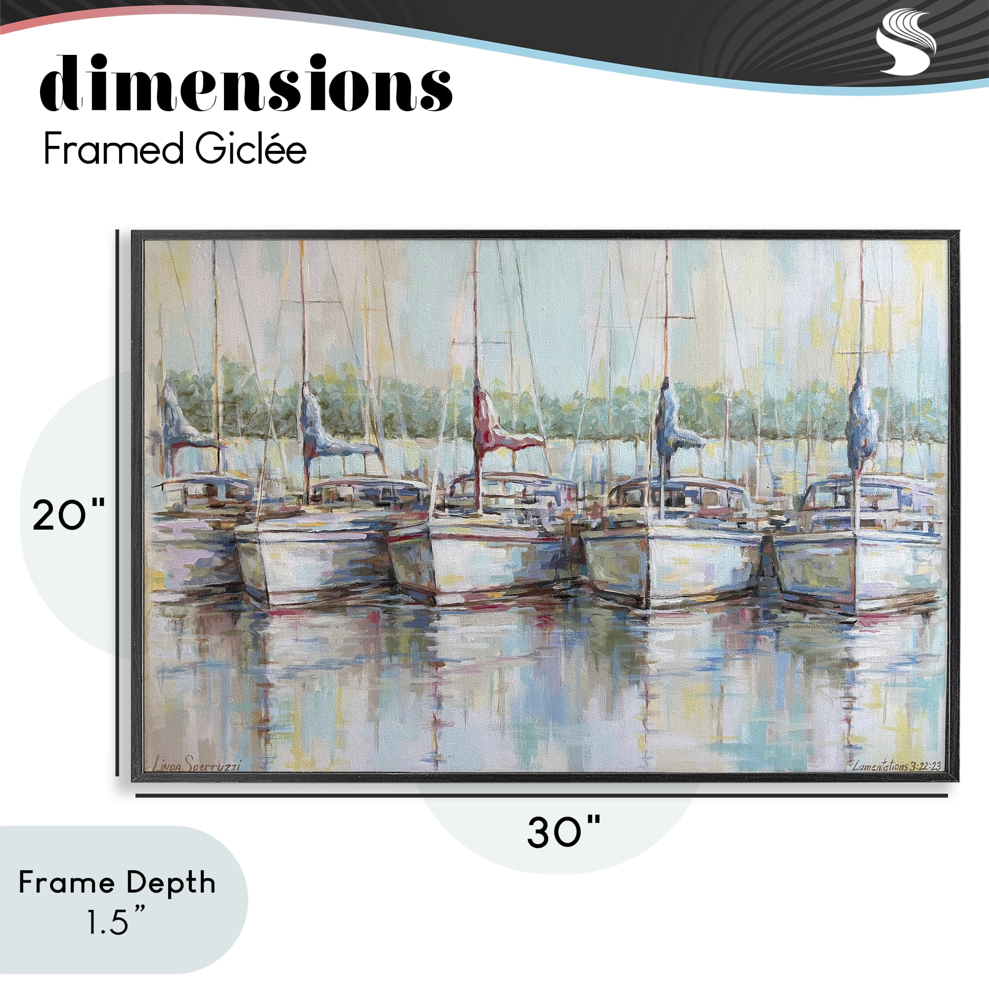 Stupell Industries Morning At The Marina Black Framed Giclee Art, design by Linda Sperruzzi