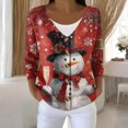 thumbnail image 2 of Women's Fashion Long Sleeve Christmas Snowman Snowflake Print Jacket Cardigan for Holiday Party and Casual Daily Wear,Red,S, 2 of 6