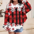 thumbnail image 2 of Lorytime Kids Sweatshirt for Christmas Girls Boys Snowflakes Plaid Fleece Shirt Crew Neck Long Sleeve Pullover Tops, 2 of 5
