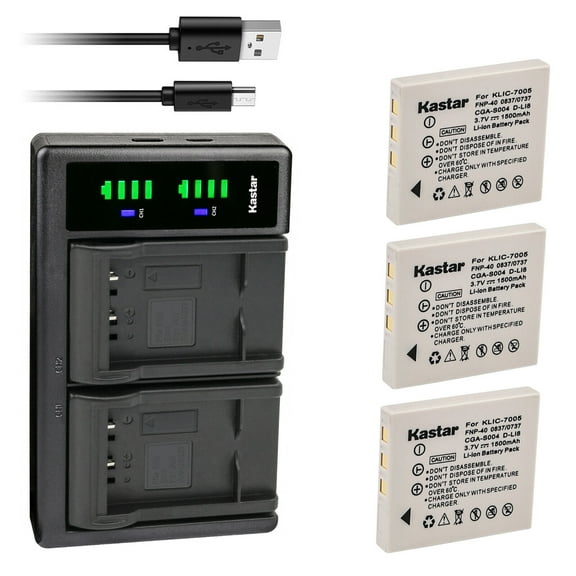 Kastar 3-Pack Battery and LTD2 USB Charger Replacement for Sanyo NP-40 UF553436, Sanyo Xacti VPC-E1075, Xacti VPC-E1090, Xacti VPC-E760, Xacti VPC-E760GL, Xacti VPC-E760P, Xacti VPC-E860