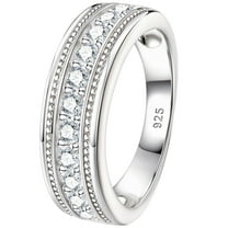 Newshe Jewellery Mens Wedding Band Moissanite Wedding Rings 925 Sterling Silver Promise 1.25ct Round Cut Size 14