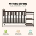 thumbnail image 3 of Dream On Me Anna 3-in-1 Convertible Crib with Changing Table Chocolate, Changing Pad Included Converts from Baby Crib to Toddler Bed, Day Bed and Kids Sofa, Three Adjustable Mattress Height Positions, 3 of 12