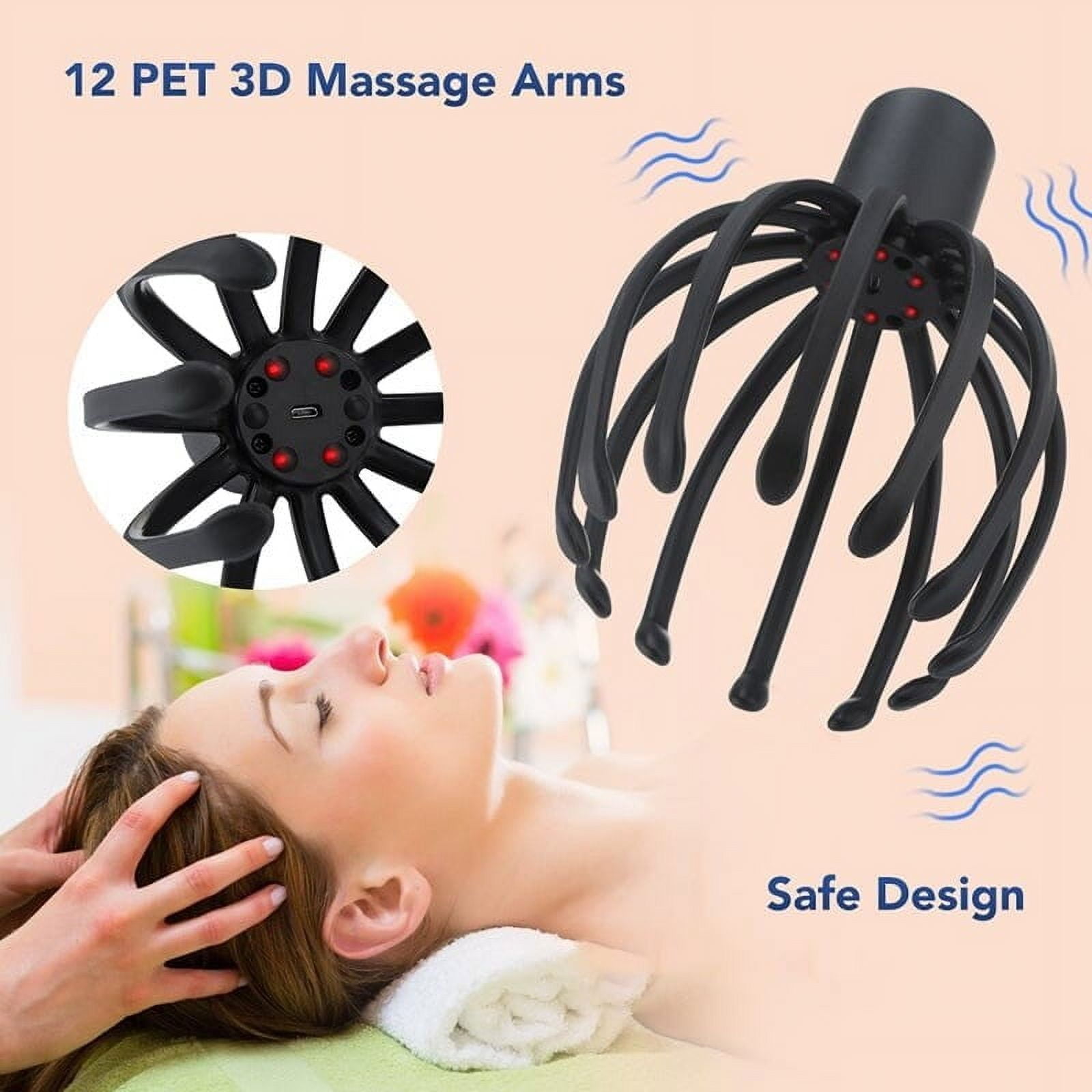 Electric Scalp Massager, Head Massager Scalp Stress Relax, Kneading Hair Massage with 3 Modes, 360 Degree Head Massager, Head Massagers For Scalp and Neck Stress Relief And Relaxation